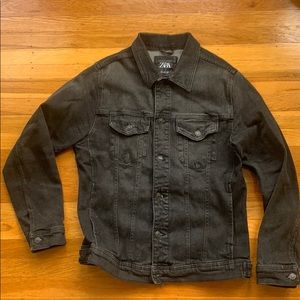 Zara black denim stretch jacket medium large